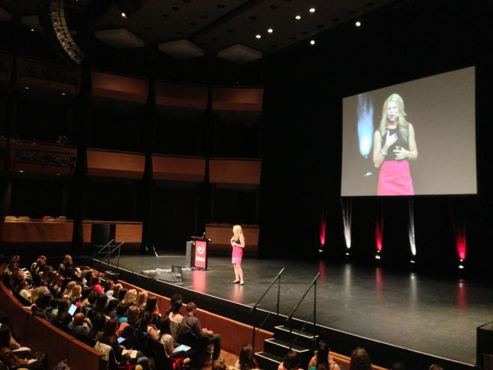 Speaking to a large group in New York