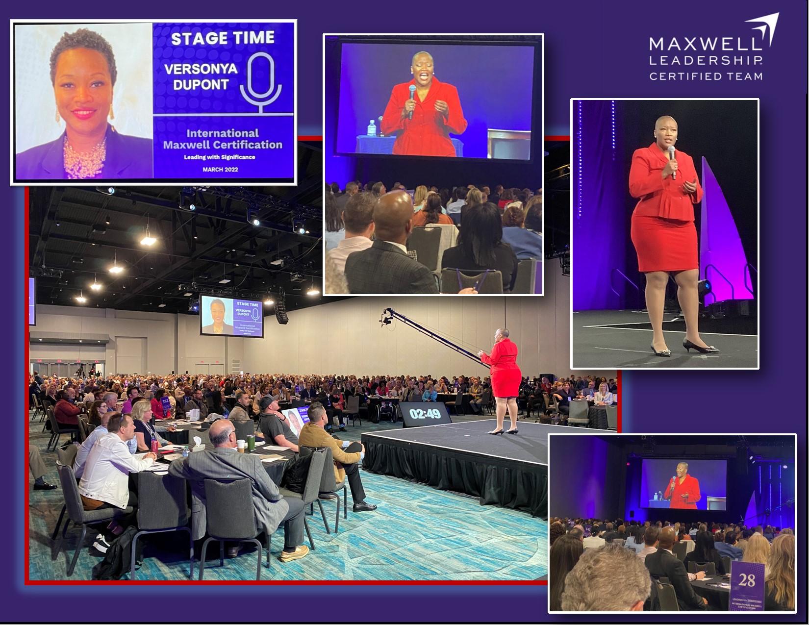 Versonya collage on-site big stage speaking opportunity