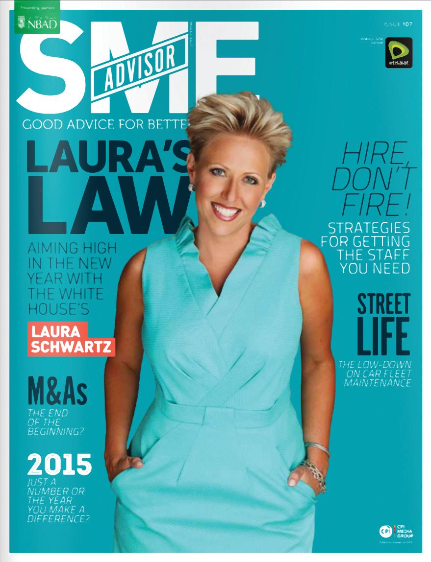 MAGAZINE COVER - Laura on the cover of SME Advisor Magazine in the UAE