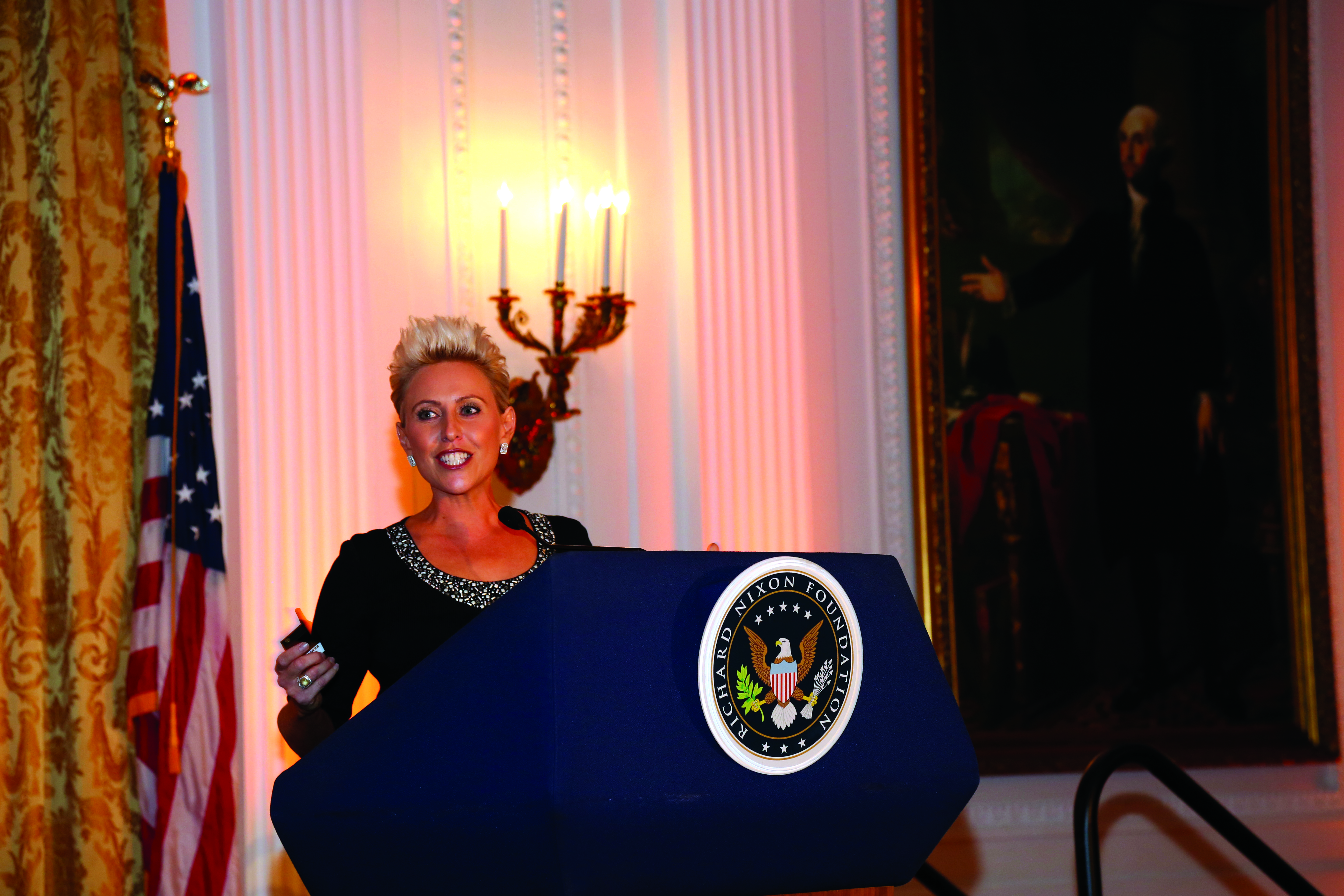 Laura speaks in the East Room