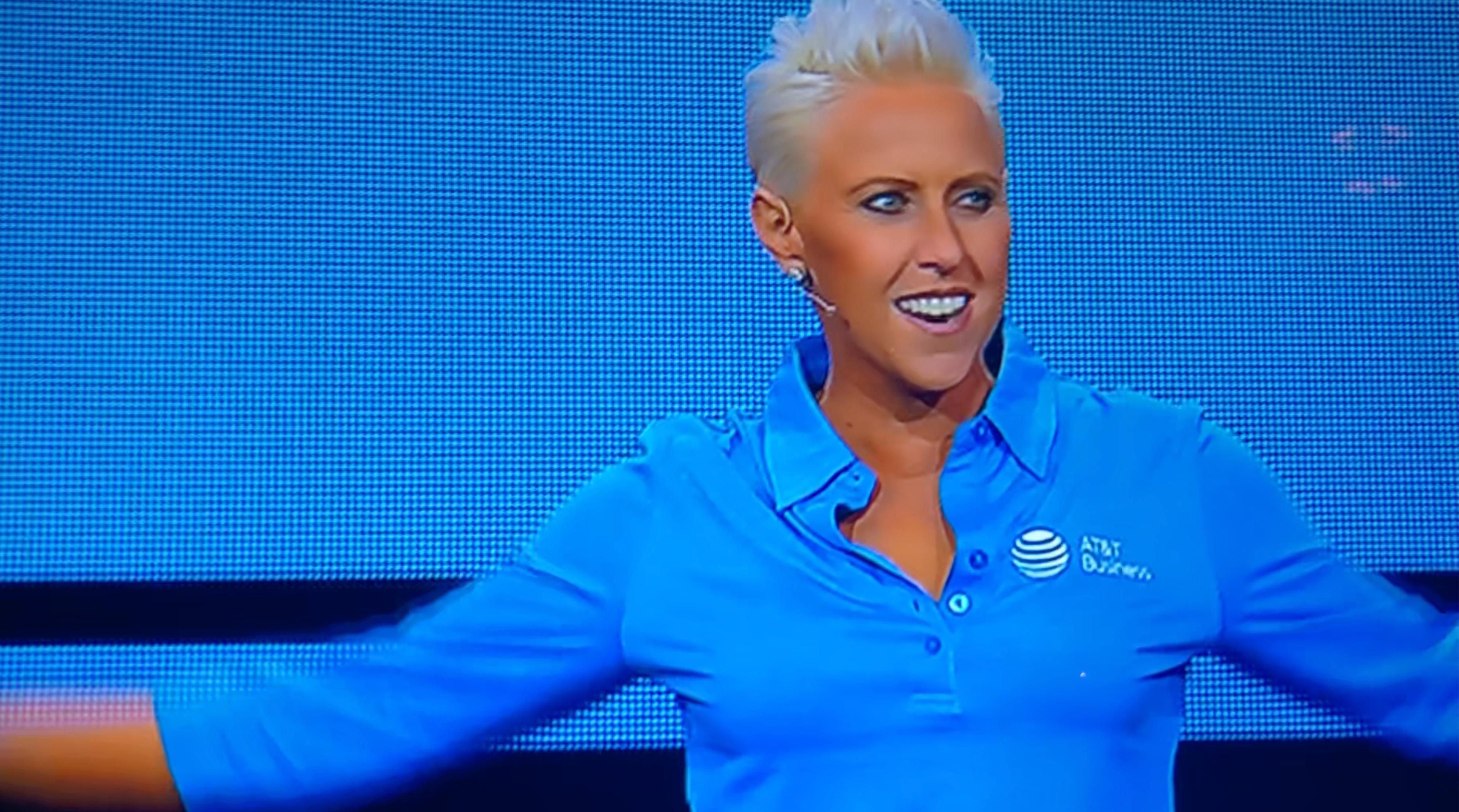 Laura Emcees the AT&T Kick Off