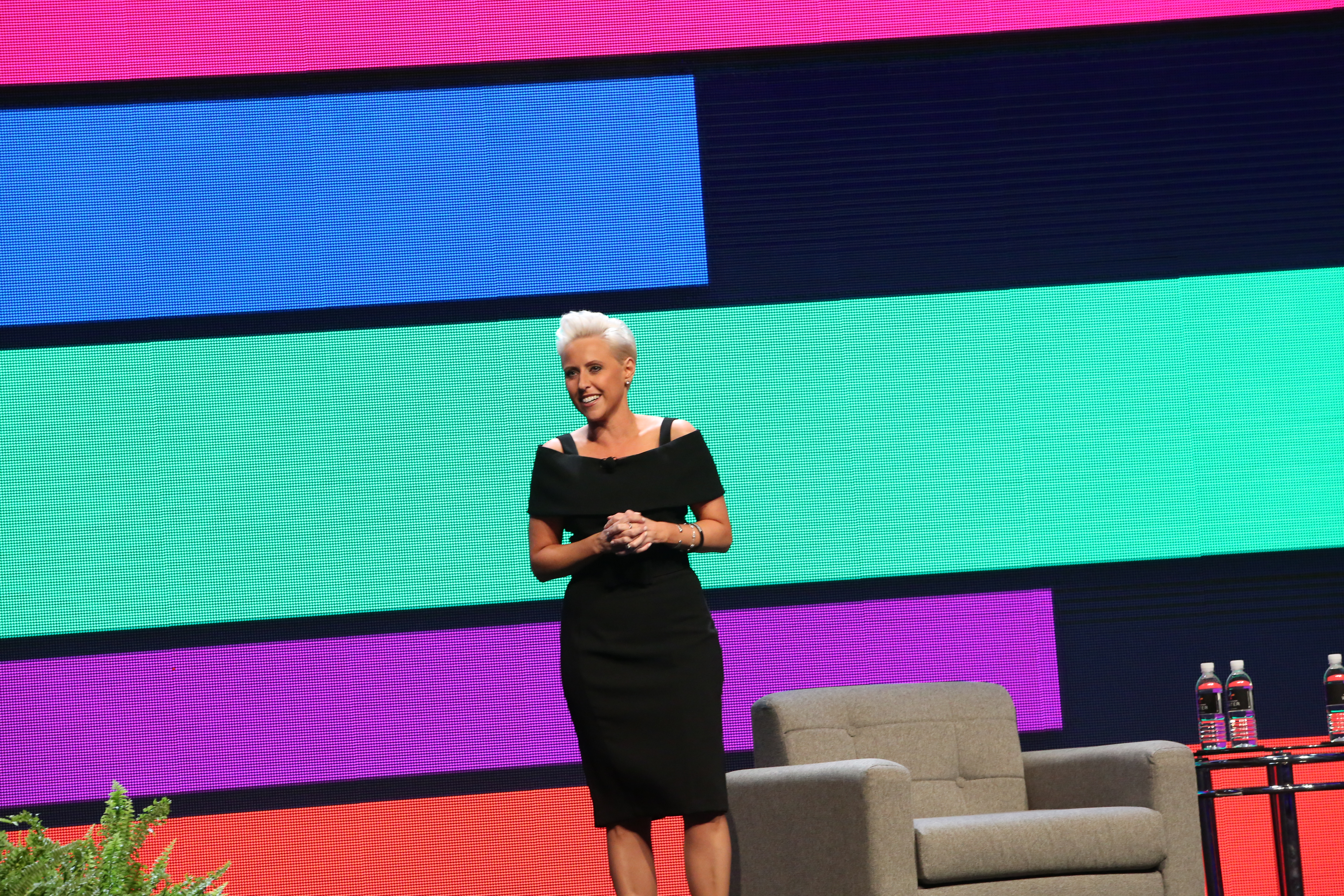 Laura emcees the Assembia Pharmaceutical Conference