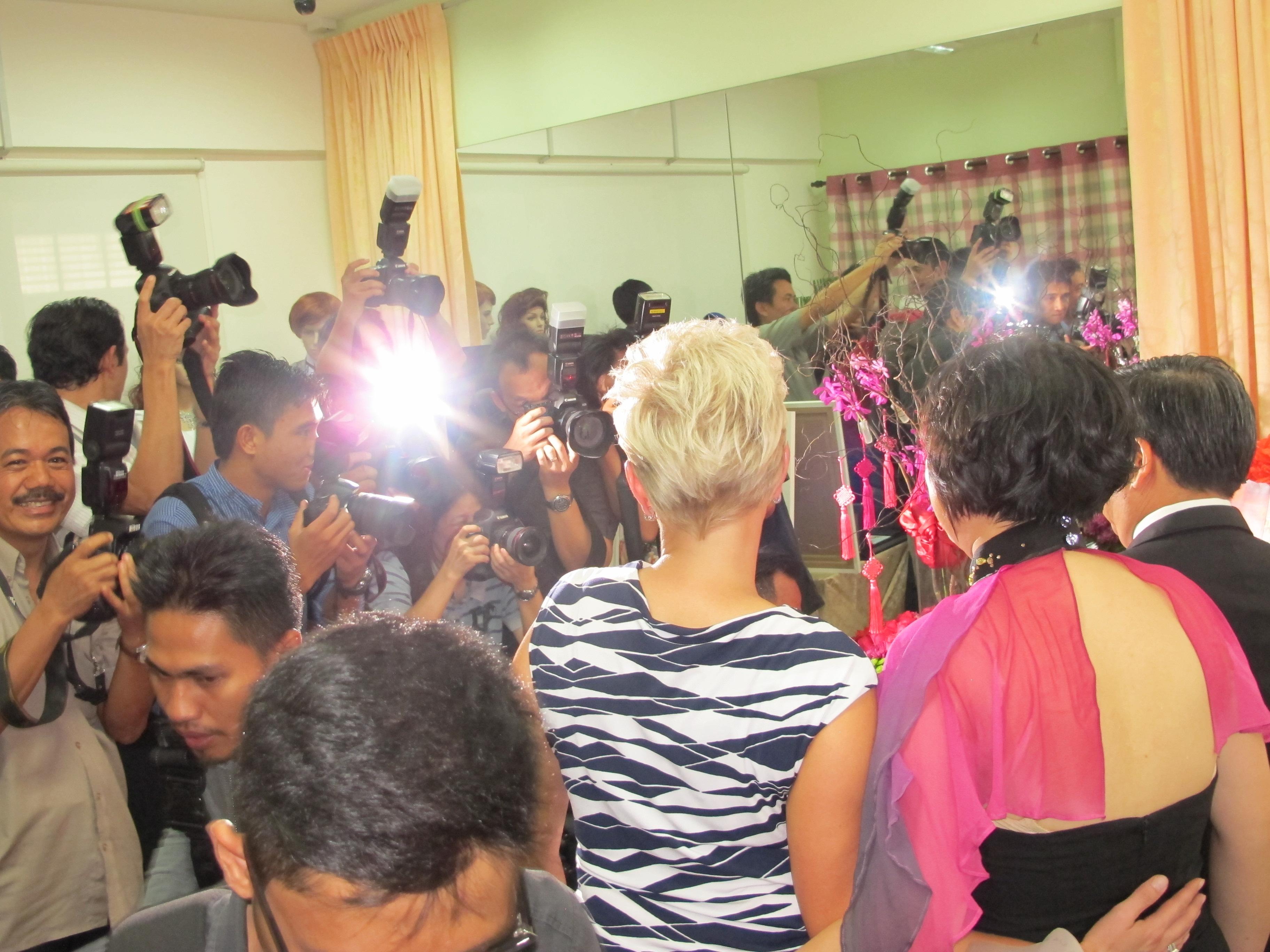 Laura Schwartz in Malaysia at a Press Conference