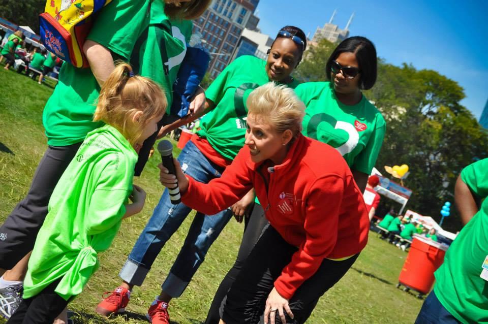 Laura emcees the AHA HEART WALK
