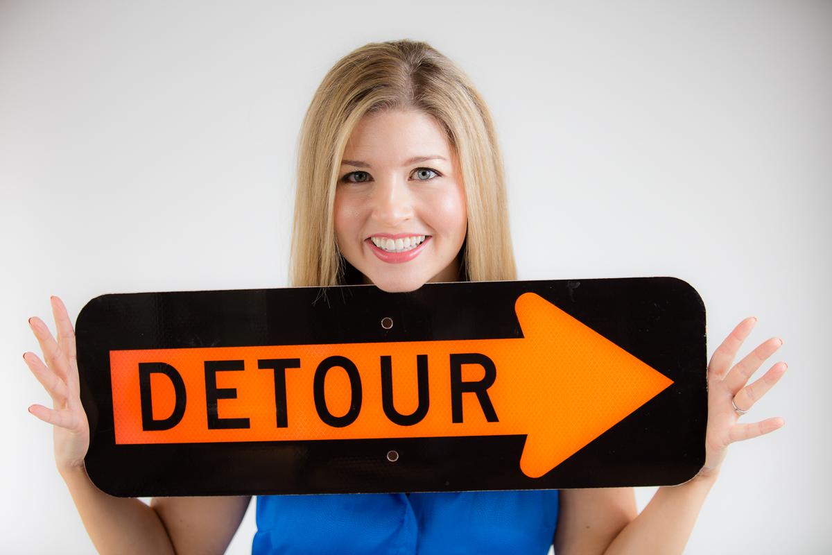 Courtney with Detour Sign 2