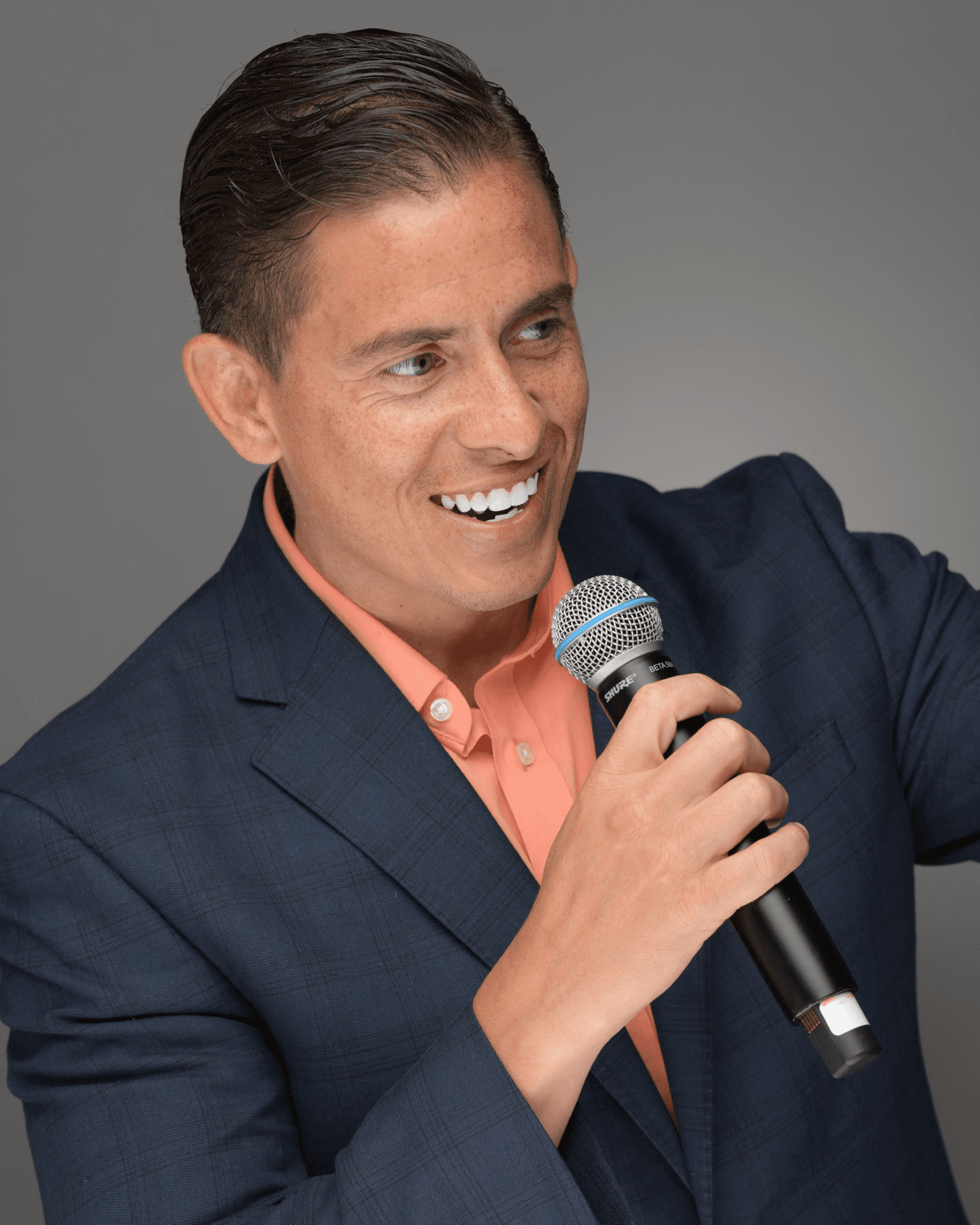 Head shot with micophone