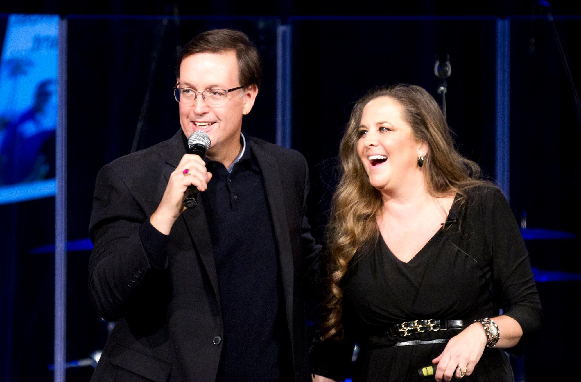 Onstage with University President Jackson