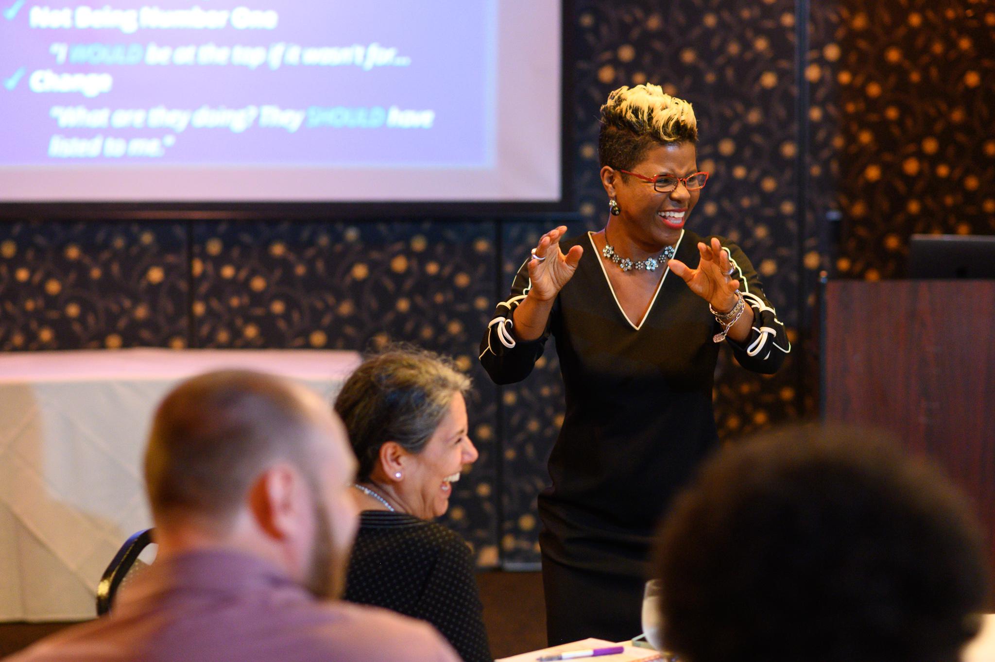 Tiffany Lewis | speaking at lunch & learn | color photo