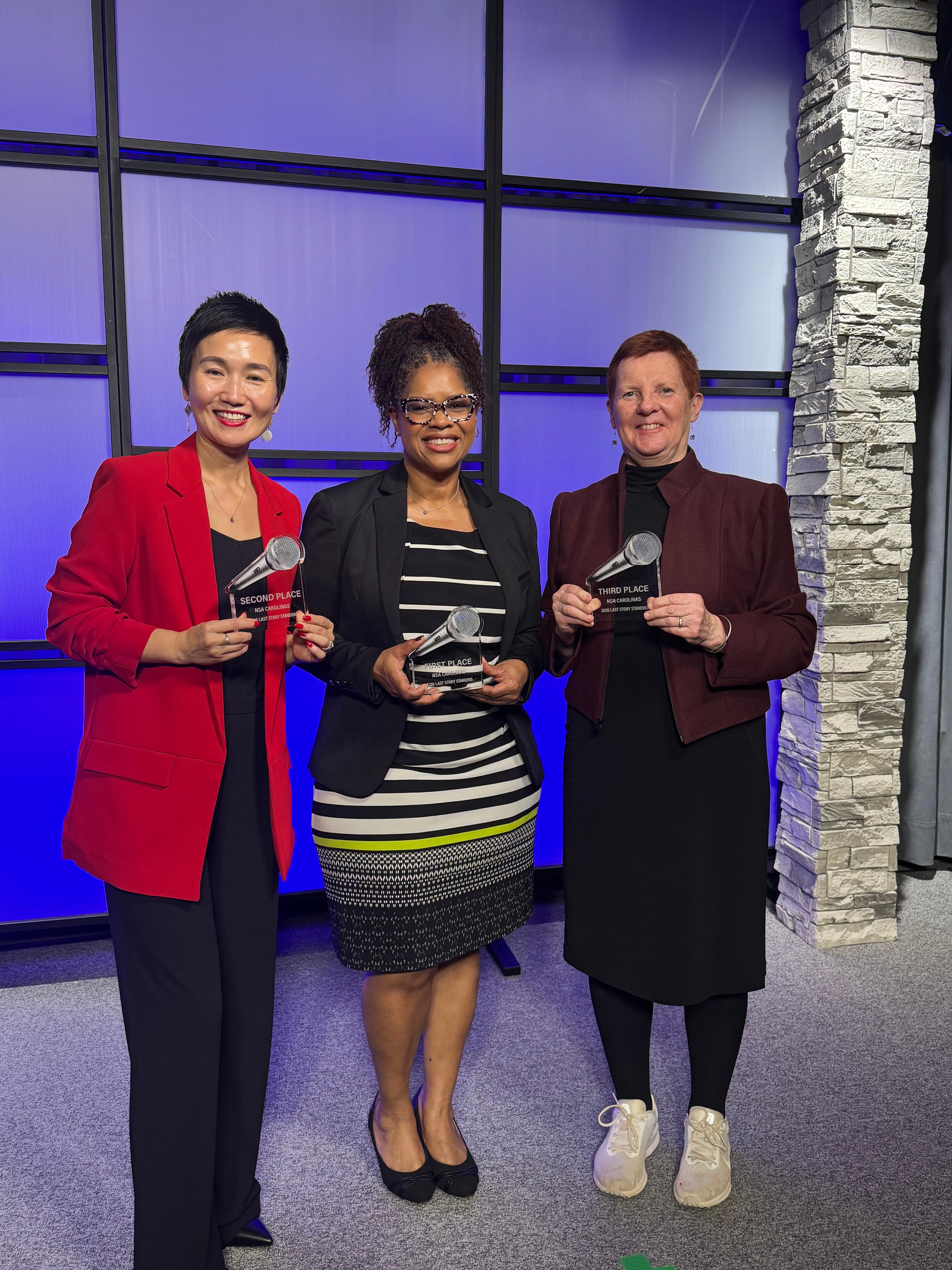 Treena, Eve and Ruth at the end of their speaking competition