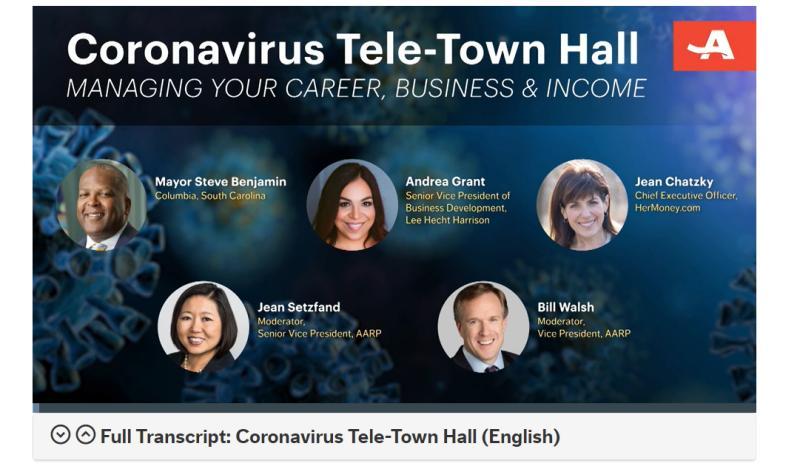 AARP Coronavirus Tele-Town Hall