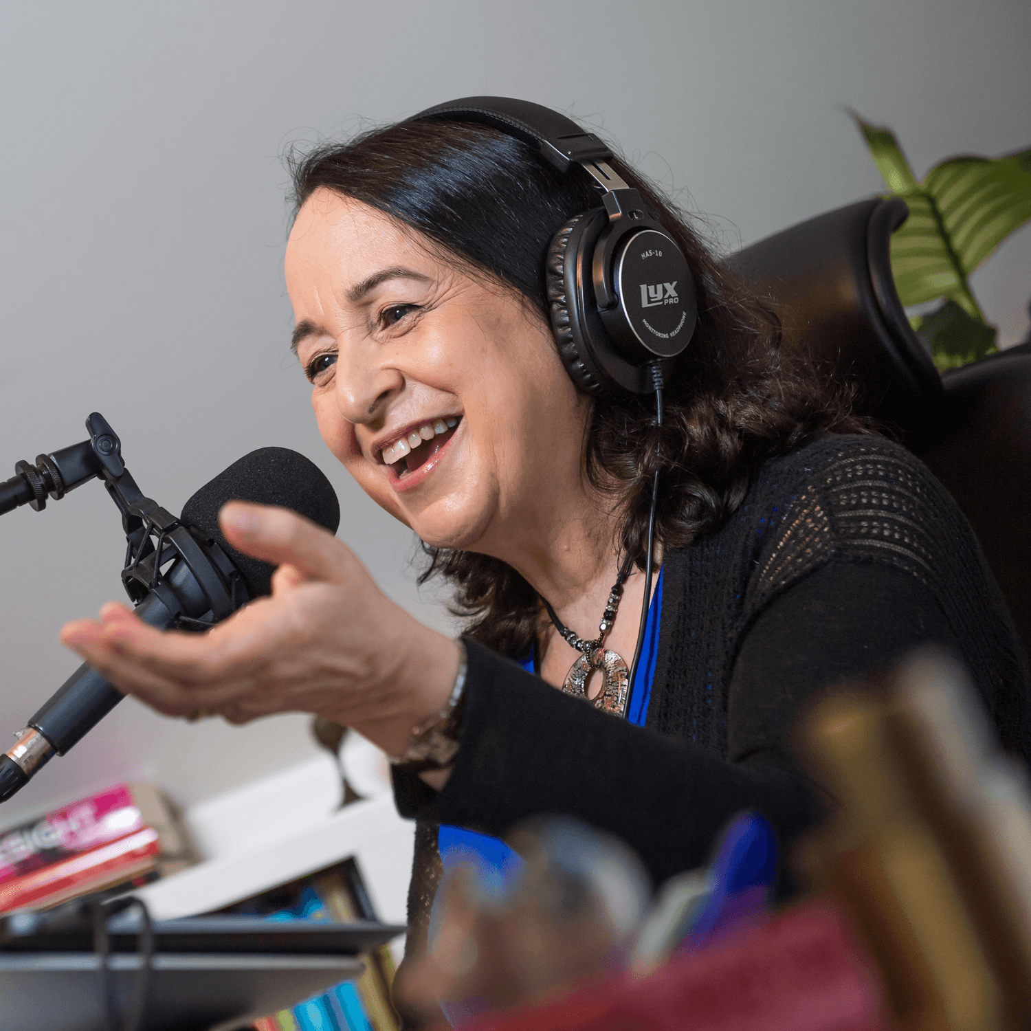 Pam Harper podcasting
