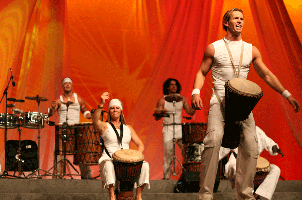 Drum Cafe team performing