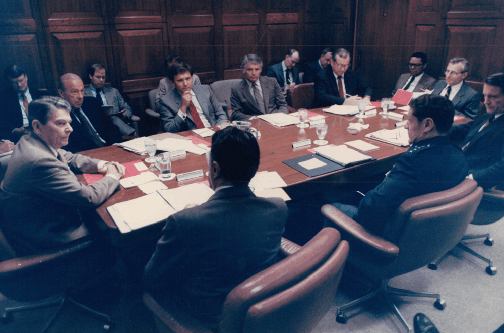 Martin during a Cabinet Meeting in 1985