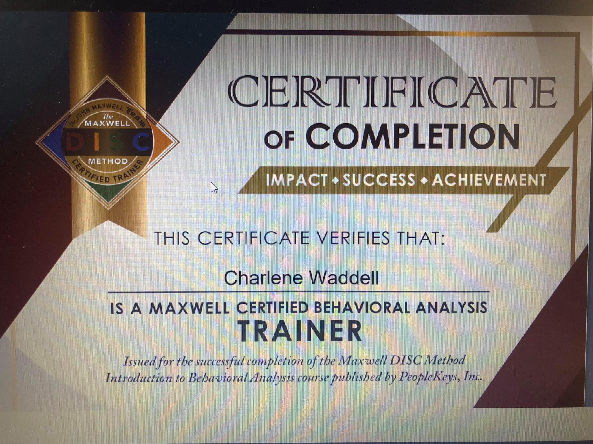 Charlene Wadell DISC Certification