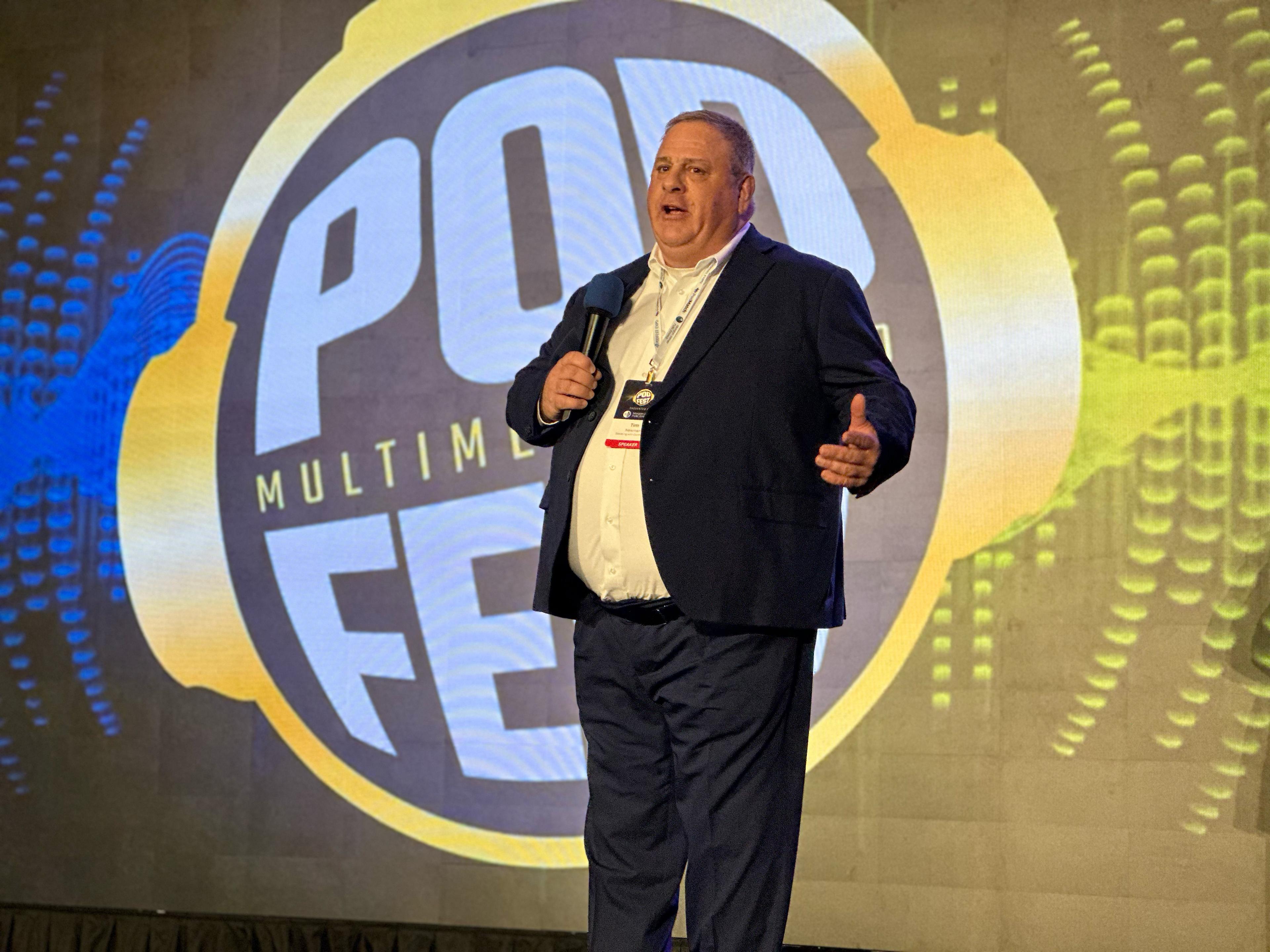 Tim on the Main Stage at PodFest 2026