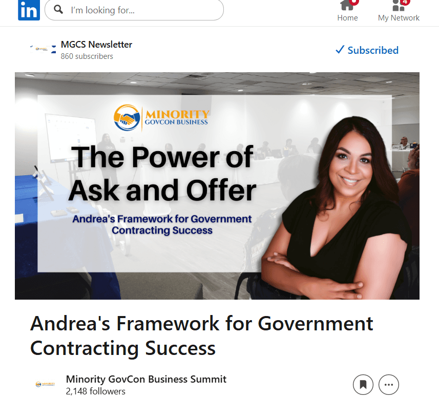 Andrea's Framework for Government Contracting Success - The Power of the Ask and