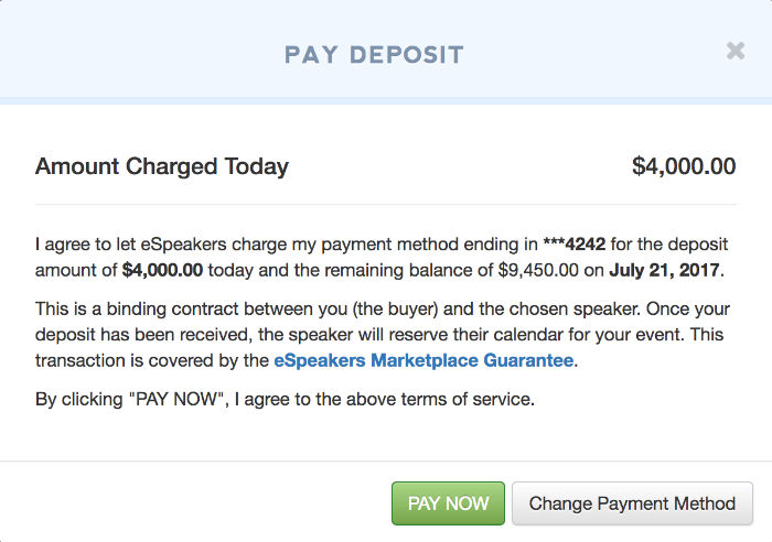 pay deposit