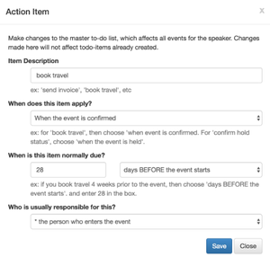 action list new item