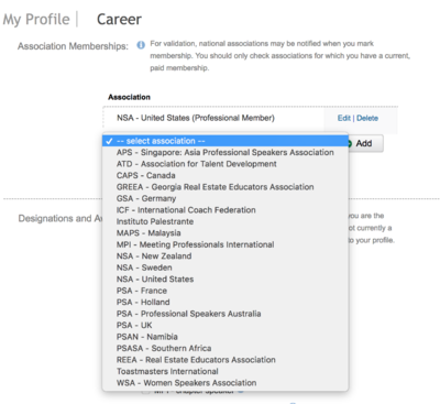 association selection
