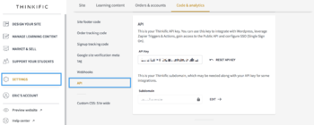thinkific api key