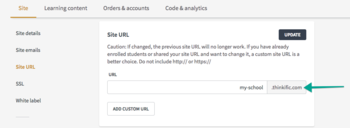 thinkific site url