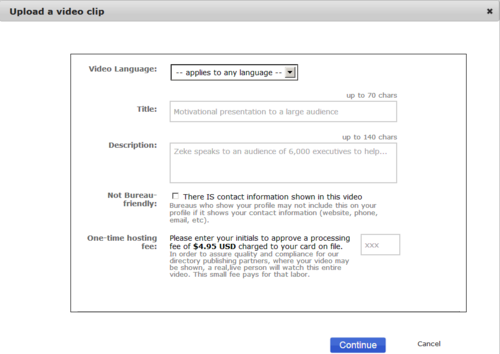video upload title