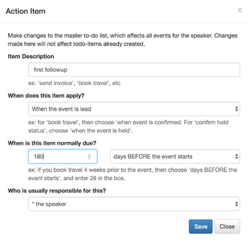 new action list item